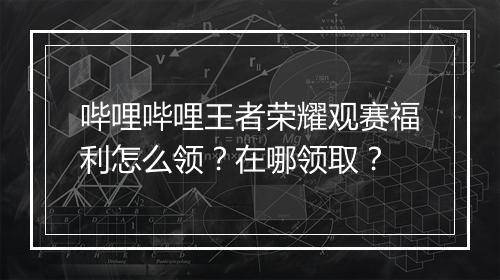 哔哩哔哩王者荣耀观赛福利怎么领？在哪领取？