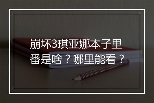 崩坏3琪亚娜本子里番是啥？哪里能看？