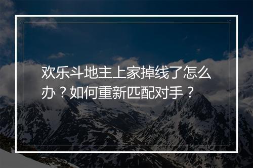 欢乐斗地主上家掉线了怎么办？如何重新匹配对手？