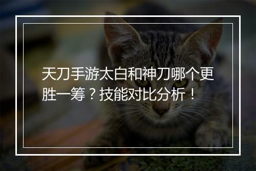 天刀手游太白和神刀哪个更胜一筹？技能对比分析！