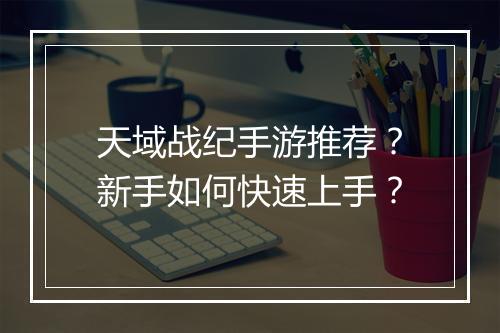 天域战纪手游推荐？新手如何快速上手？