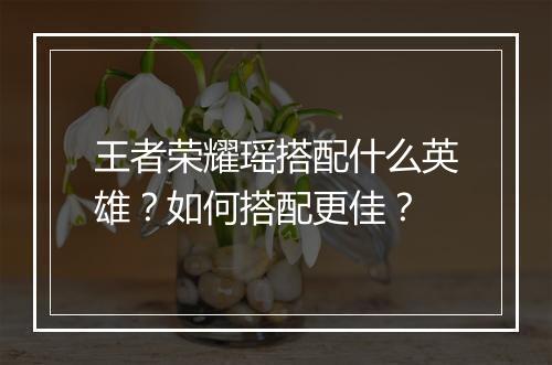 王者荣耀瑶搭配什么英雄？如何搭配更佳？