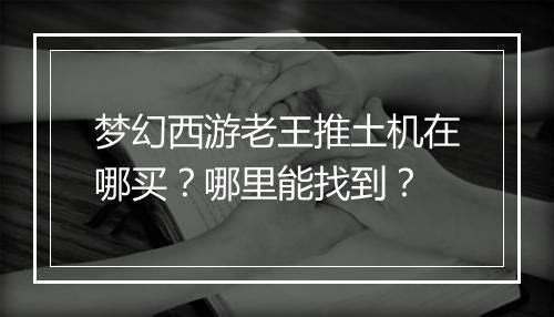 梦幻西游老王推土机在哪买？哪里能找到？