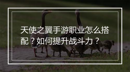 天使之翼手游职业怎么搭配？如何提升战斗力？