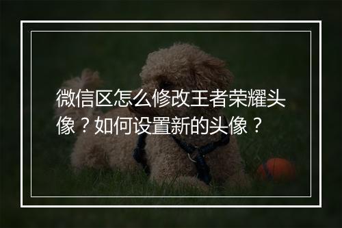 微信区怎么修改王者荣耀头像？如何设置新的头像？