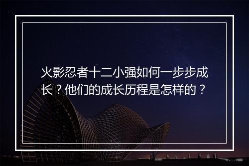 火影忍者十二小强如何一步步成长？他们的成长历程是怎样的？