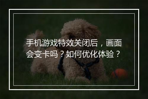 手机游戏特效关闭后，画面会变卡吗？如何优化体验？