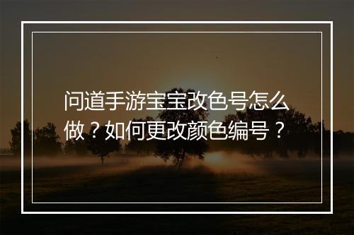 问道手游宝宝改色号怎么做?如何更改颜色编号?