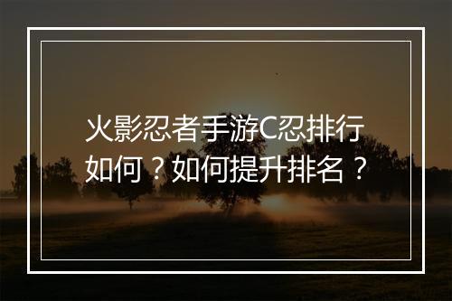 火影忍者手游C忍排行如何?如何提升排名?