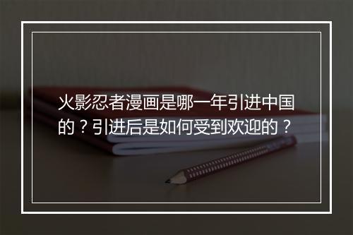 火影忍者漫画是哪一年引进中国的?引进后是如何受到欢迎的?