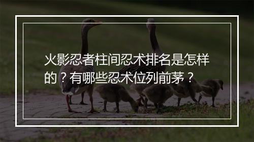 火影忍者柱间忍术排名是怎样的?有哪些忍术位列前茅?