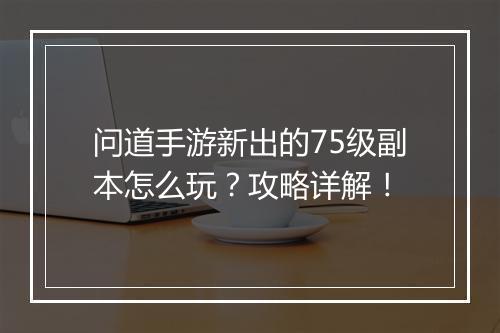 问道手游新出的75级副本怎么玩?攻略详解!