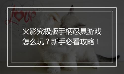 火影究极版手柄忍具游戏怎么玩?新手必看攻略!