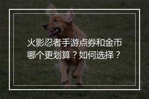 火影忍者手游点券和金币哪个更划算?如何选择?