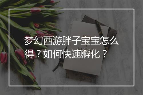 梦幻西游胖子宝宝怎么得?如何快速孵化?