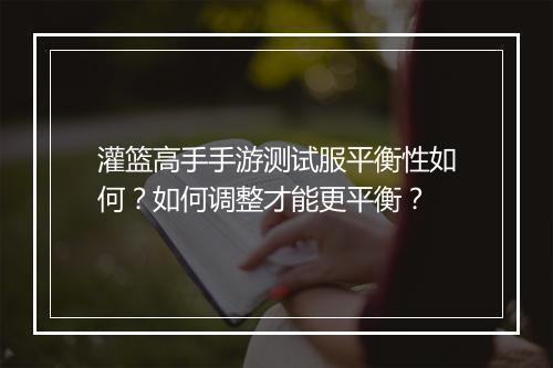 灌篮高手手游测试服平衡性如何?如何调整才能更平衡?