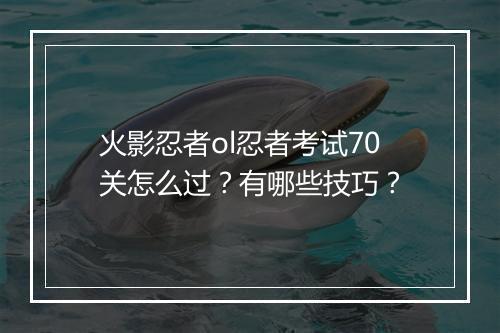 火影忍者ol忍者考试70关怎么过?有哪些技巧?