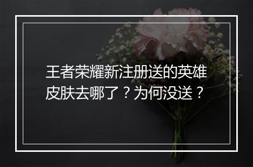 王者荣耀新注册送的英雄皮肤去哪了?为何没送?