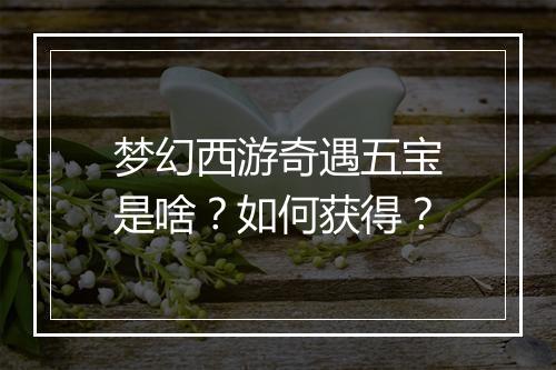梦幻西游奇遇五宝是啥?如何获得?