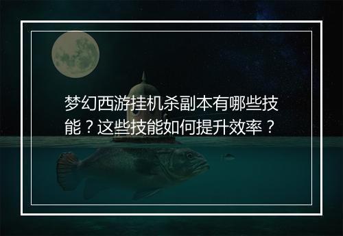 梦幻西游挂机杀副本有哪些技能?这些技能如何提升效率?
