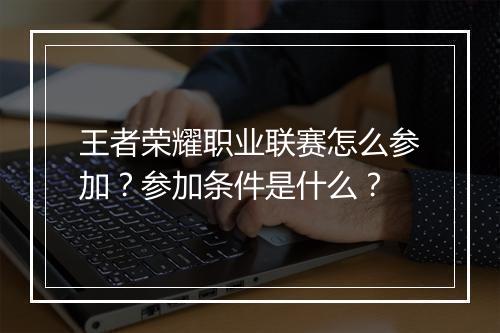 王者荣耀职业联赛怎么参加？参加条件是什么？