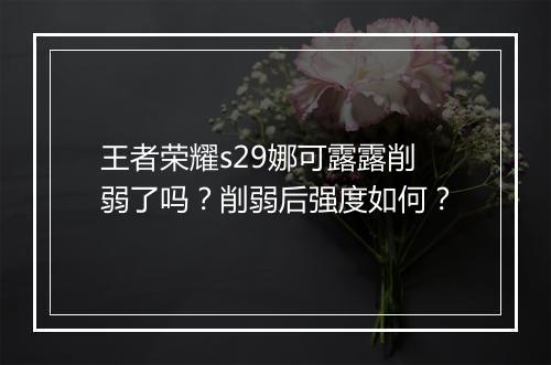 王者荣耀s29娜可露露削弱了吗?削弱后强度如何?