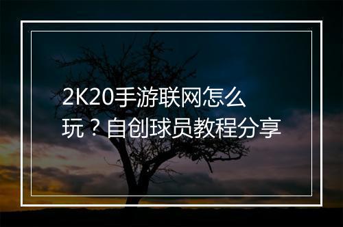 2K20手游联网怎么玩？自创球员教程分享