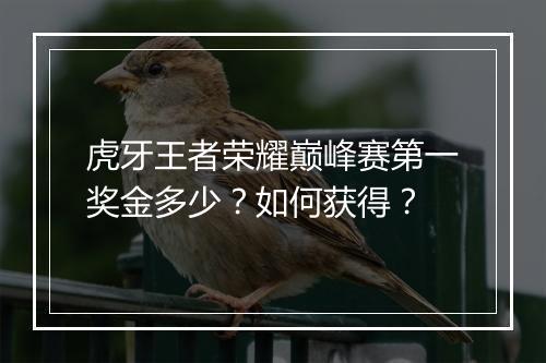 虎牙王者荣耀巅峰赛第一奖金多少?如何获得?