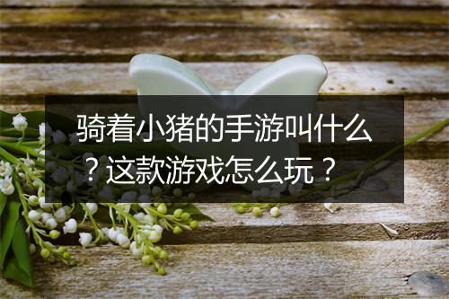 骑着小猪的手游叫什么?这款游戏怎么玩?