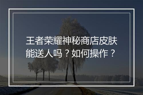 王者荣耀神秘商店皮肤能送人吗?如何操作?