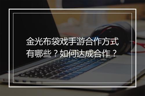 金光布袋戏手游合作方式有哪些?如何达成合作?