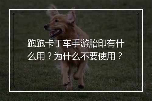 跑跑卡丁车手游胎印有什么用？为什么不要使用？