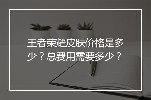 王者荣耀皮肤价格是多少?总费用需要多少?