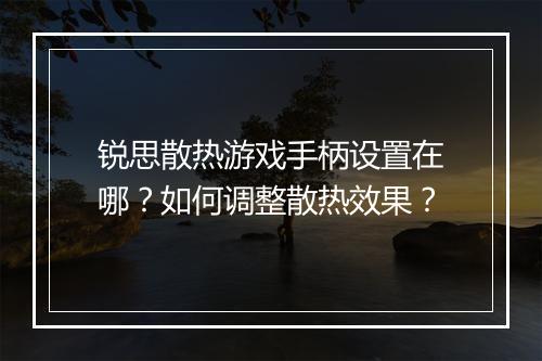 锐思散热游戏手柄设置在哪?如何调整散热效果?