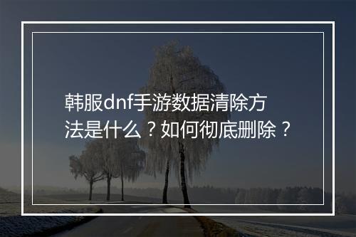 韩服dnf手游数据清除方法是什么？如何彻底删除？