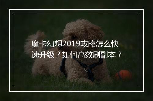 魔卡幻想2019攻略怎么快速升级?如何高效刷副本?
