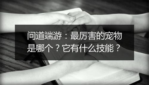 问道端游:最厉害的宠物是哪个?它有什么技能?