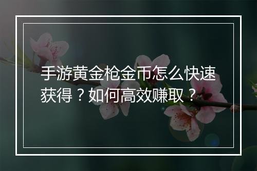 手游黄金枪金币怎么快速获得？如何高效赚取？