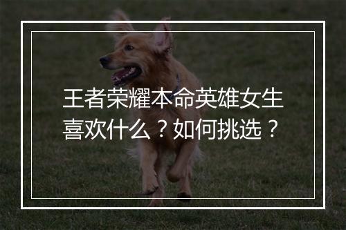 王者荣耀本命英雄女生喜欢什么?如何挑选?