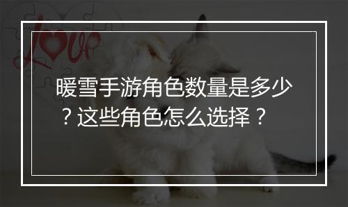 暖雪手游角色数量是多少?这些角色怎么选择?
