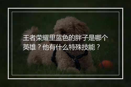 王者荣耀里蓝色的胖子是哪个英雄？他有什么特殊技能？