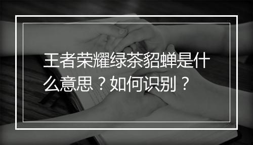王者荣耀绿茶貂蝉是什么意思?如何识别?