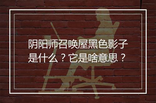 阴阳师召唤屋黑色影子是什么？它是啥意思？