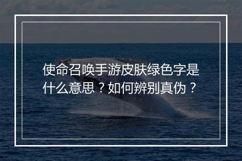 使命召唤手游皮肤绿色字是什么意思?如何辨别真伪?