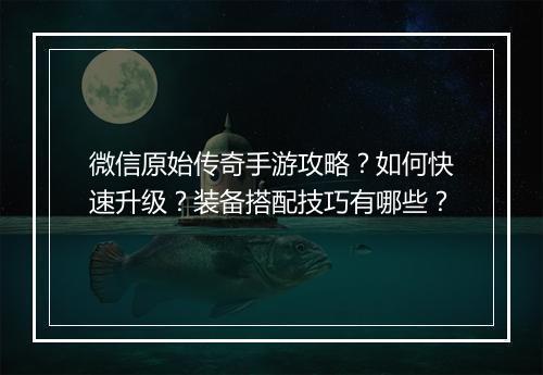 微信原始传奇手游攻略?如何快速升级?装备搭配技巧有哪些?