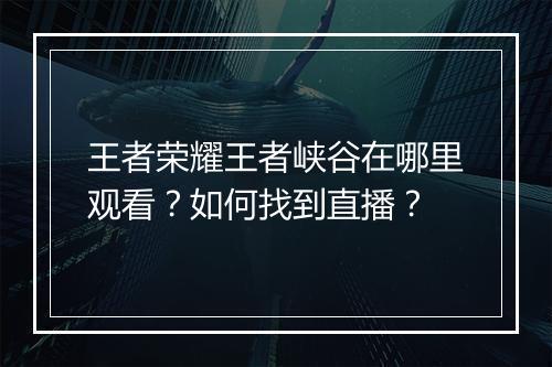 王者荣耀王者峡谷在哪里观看?如何找到直播?