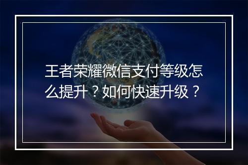 王者荣耀微信支付等级怎么提升?如何快速升级?