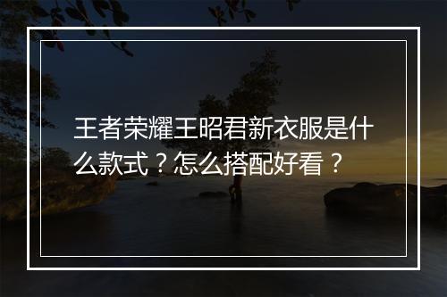 王者荣耀王昭君新衣服是什么款式?怎么搭配好看?