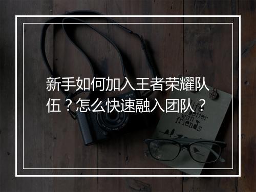 新手如何加入王者荣耀队伍?怎么快速融入团队?