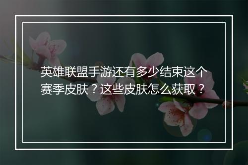 英雄联盟手游还有多少结束这个赛季皮肤?这些皮肤怎么获取?